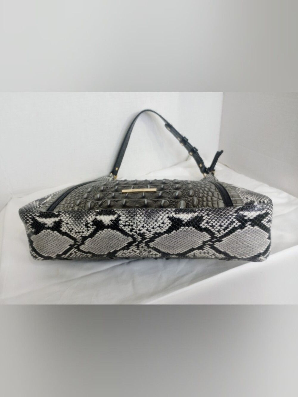 Brahmin Tabitha Steel Fontaine Shoulder Bag, Croc & Snake Embossed Leather - Picture 9 of 13